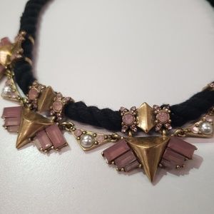 Purple gems and navy rope necklace